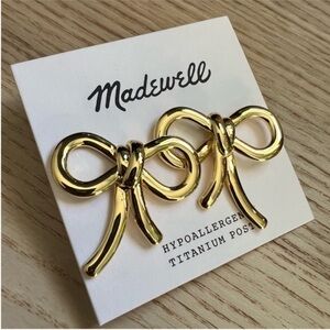 NEW MADEWELL Bow Stud Statement Earrings in Gold